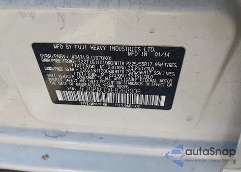 2014 Subaru Xv Crosstrek 2.0I Premium z USA, uszkodzony, nr VIN JF2GPACCXE8268005